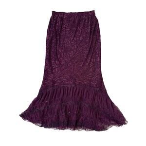 VTG Purple Velvet Burnout Mermaid Maxi Skirt Made USA | Whimsygoth Purple | L